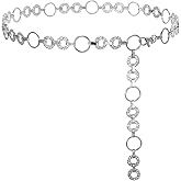 WHIPPY Metal Waist Chain Belt Women Adjustable Body Link Belts Ladies Fashion Chain for Jeans Dress
