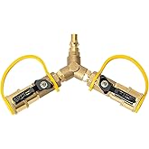 1/4 RV Quick Connect Y Splitter Adapter with Shutoff Valve for RV Trailer, Quick Disconnect Hose Fitting Kit for Camping Gril