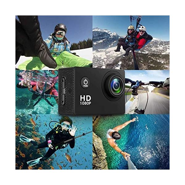 Luckyza HD wasserdichte Action Kamera, 1080P 2" LCD Bildschirm Cam Sport Kamera Unterwasser Digital Camcorder Mit Zubehör Kits Für Outdoor Sport,Yellow – Bild 6