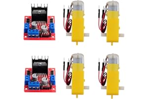 Wishiot 2pcs L298N Motor Driver Board Control Module with 4pcs TT Motor Kit DC Gearbox Motor Soldered with 2Pin Male Dupont W