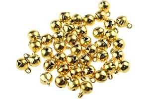 Binzzo 6mm Diameter Mini Jingle Bells Customize Style Bigger Threading Hole Light Tinkling Sound Shiny Brass Christmas Festival Decoration Gold 150 PCS for Gift Wrap Crafts Wedding Jewelry Making