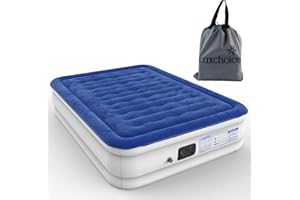 Luxchoice Air Mattress with Built-in Pump 18 Inches High Luxury Inflatable Mattress Durable Blow Up Mattress 3 Mins Quick Inflation Portable Air Bed for Home Camping Travel Guest