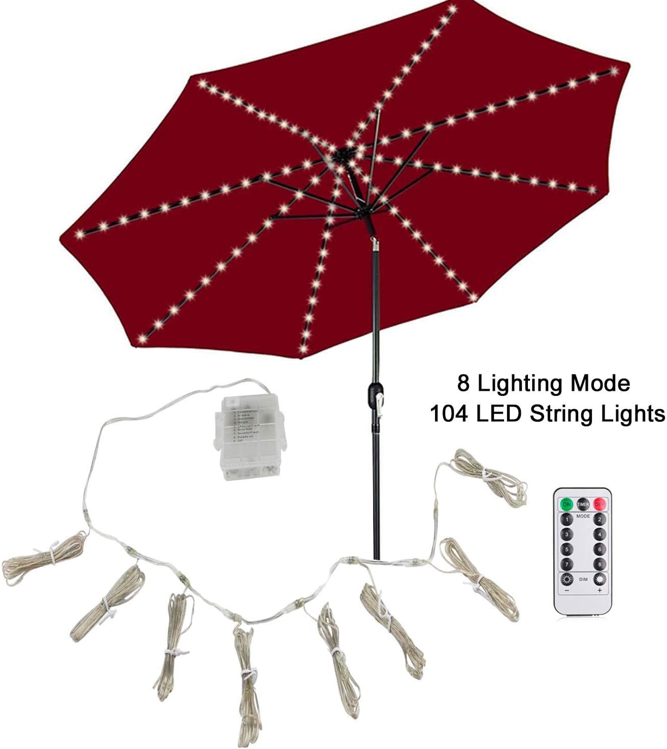 Amazon.com : WeiMeet Patio Umbrella Lights, 8 Lighting Mode 104 LED