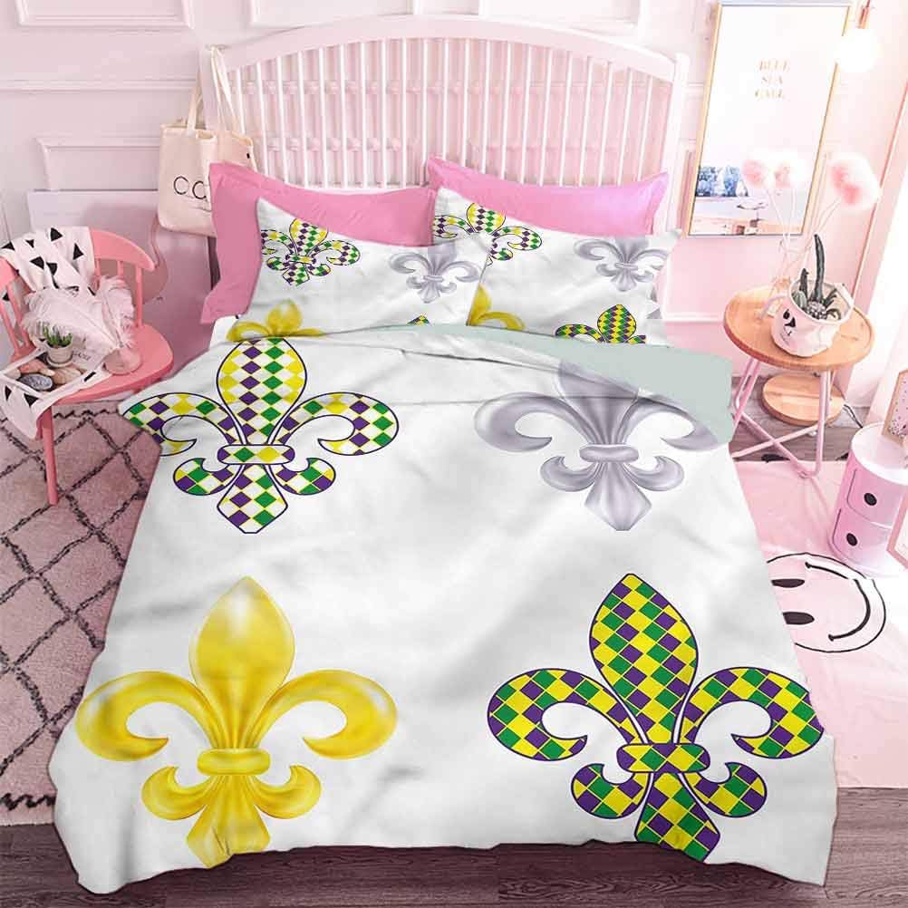 Hiiiman 3pcs Premium Comforter Set Fleur De Lis Motifs