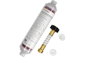 Filterelated Spotless Car Wash Inline Deionizer with Visual Resin Technology-Transparent Housing,Color-Changing Media (Purple to Brown),Includes Hose Extension&Caps for RV,Auto,Solar,Spot-Free Rinse