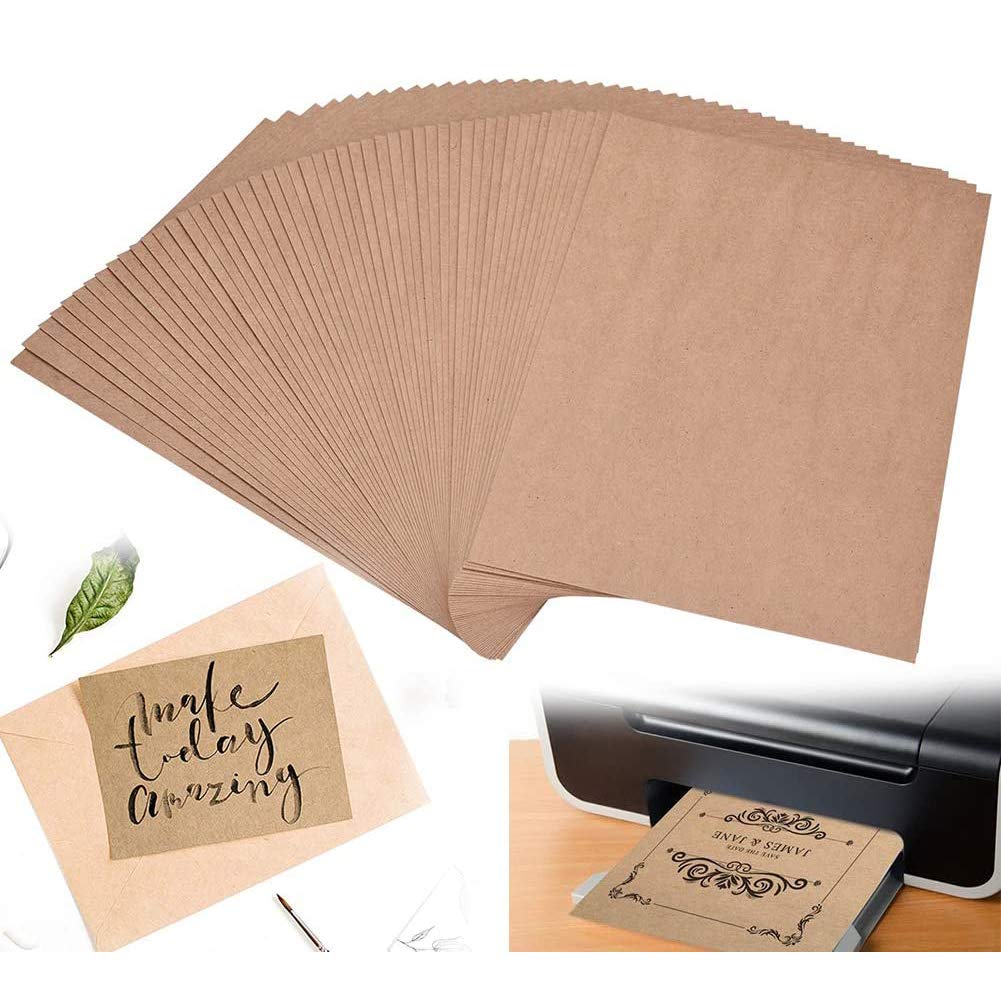 BETOY 100 pcs A4 Kraft Paper, 80g, A4 - Brown Natural Kraft Card,Recycled Kraft Paper