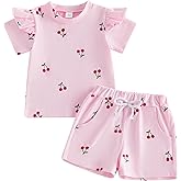 Thorn Tree Summer Baby Girl Clothes Short Sleeve Tops Elastic Shorts Cute Toddler Girls Outfits Infant Outfit