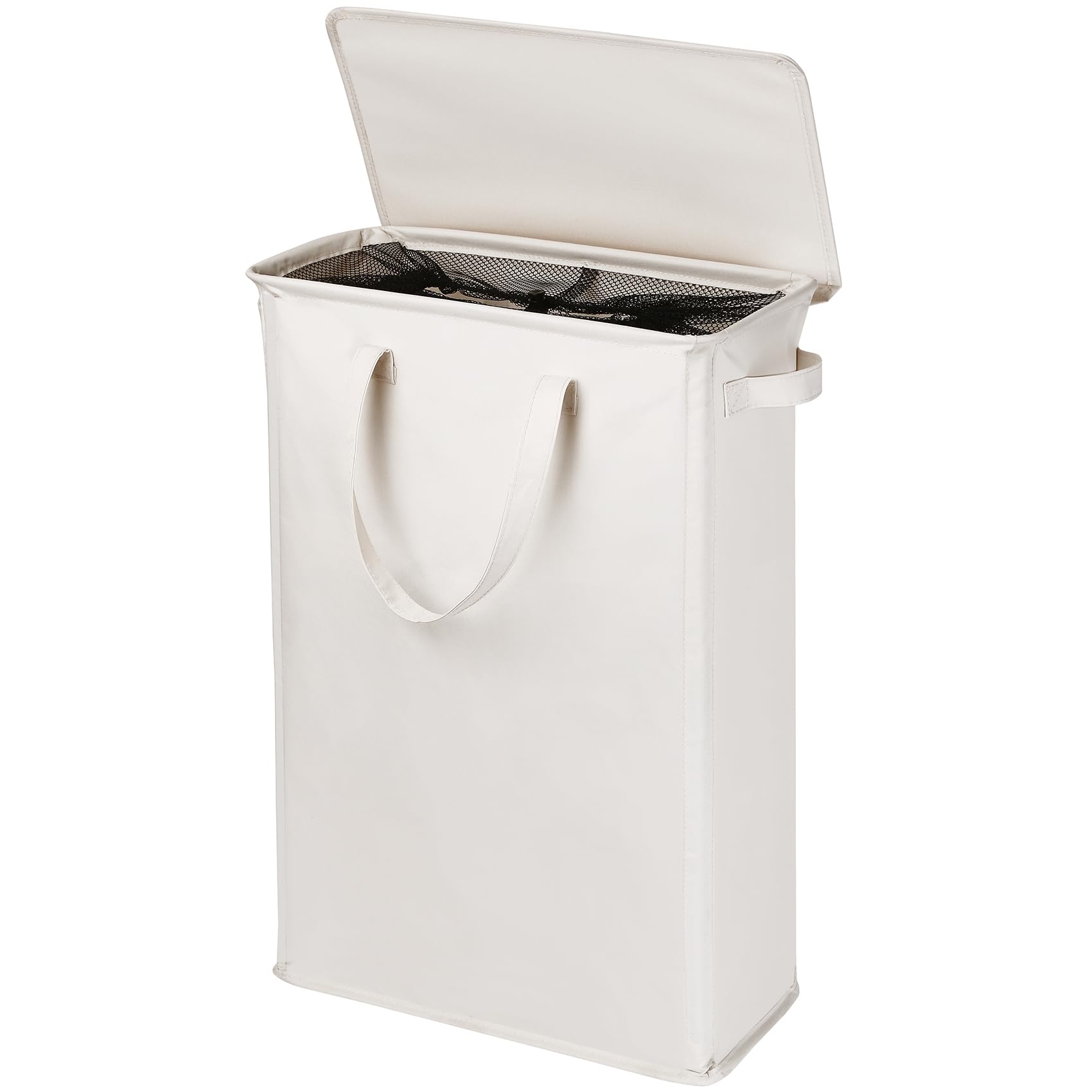 Photo 1 of GOMAJI Slim Laundry Basket with Lid and Handles, Foldable Laundry Basket for Clothes, Clothes Hamper Easy to Carry, Dirty Hampers for Bedroom, Bathroom, Dorm, College, 12.7 Gallons(48L) BEIGE
