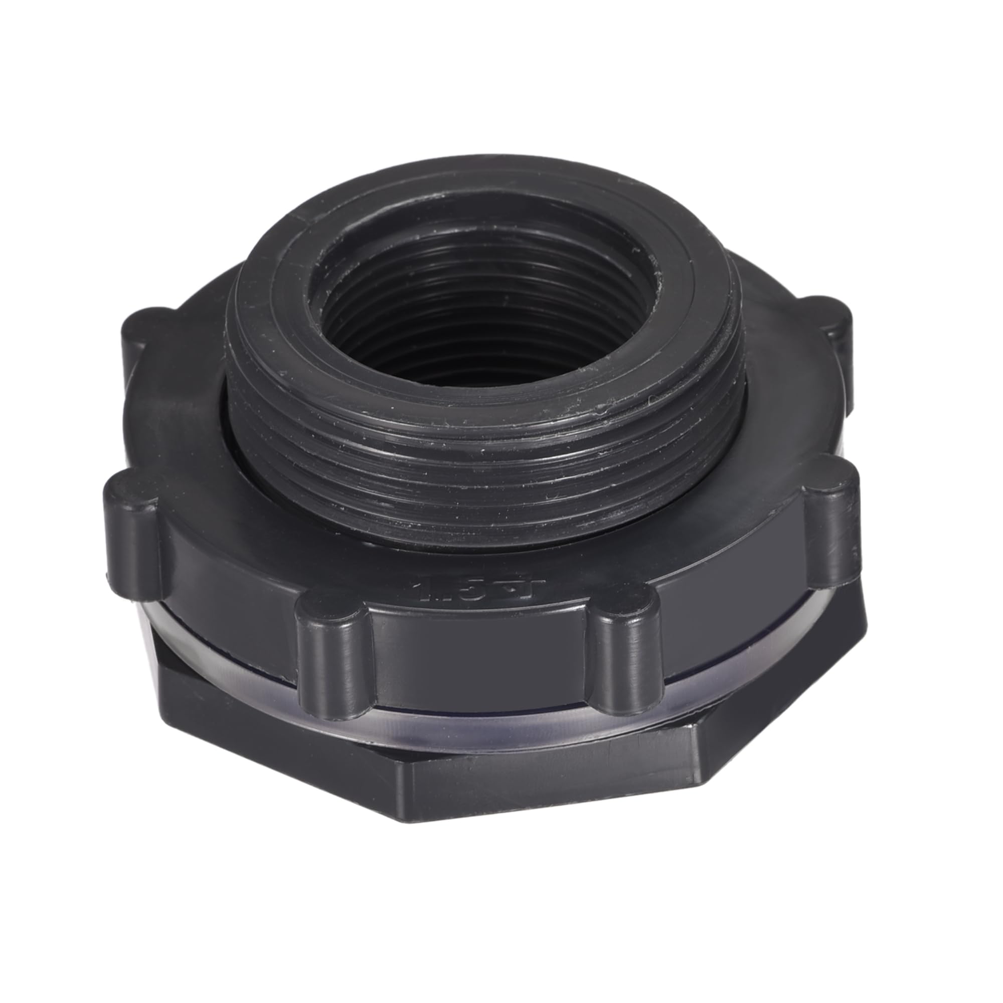 M METERXITY 1 Set PVC Bulkhead Fitting - Threaded Bulkhead Water Tank Connector, with Plug Fitting, Apply to Aquariums, Faucets, (G1-1/4 Thread, Gray)