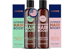 Moerie Volumizing Shampoo and Conditioner for Hair Loss - Thickening Products with Ingredients of Natural Origin - Over 100 Active Ingredients for Thick, Long, Luscious Hair, 2 X 8.45 Fl Oz