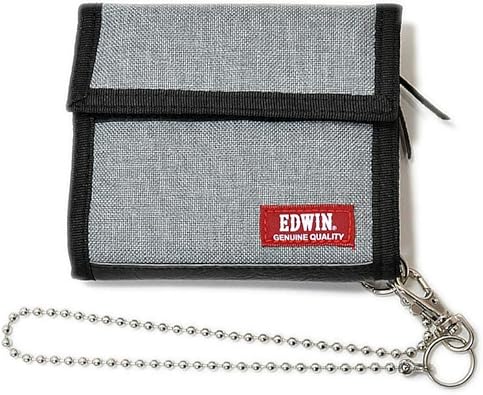 Amazon Edwin エドウィン ウォレット 三つ折り ウォレットチェーン付き マジックテープ ナイロン 財布 グレー Edwin エドウィン 財布