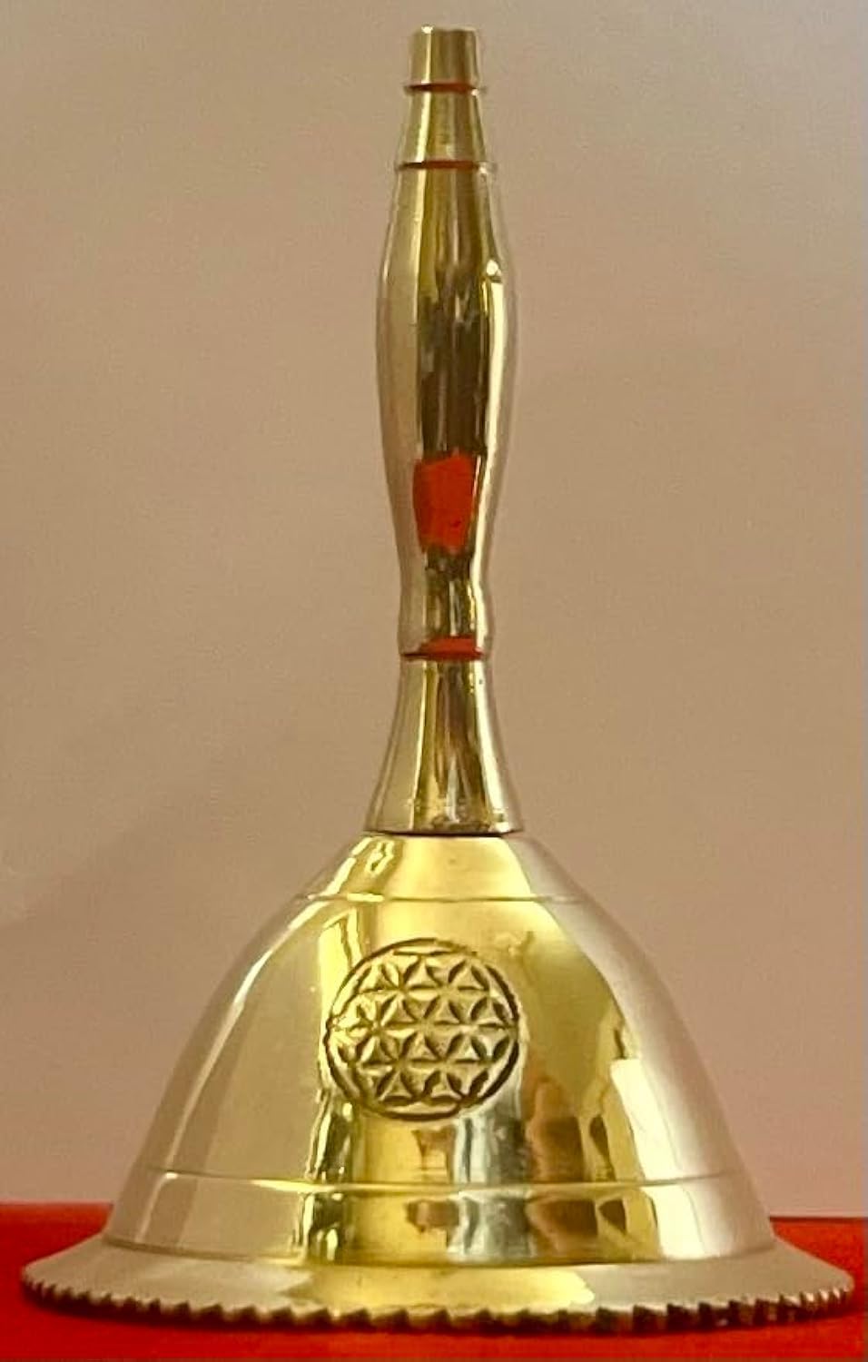 Indian Consigners Hand Bell Loud Brass Call Bells 3 Inches Altar Pendulam Use (Flower of Life) โ image 1