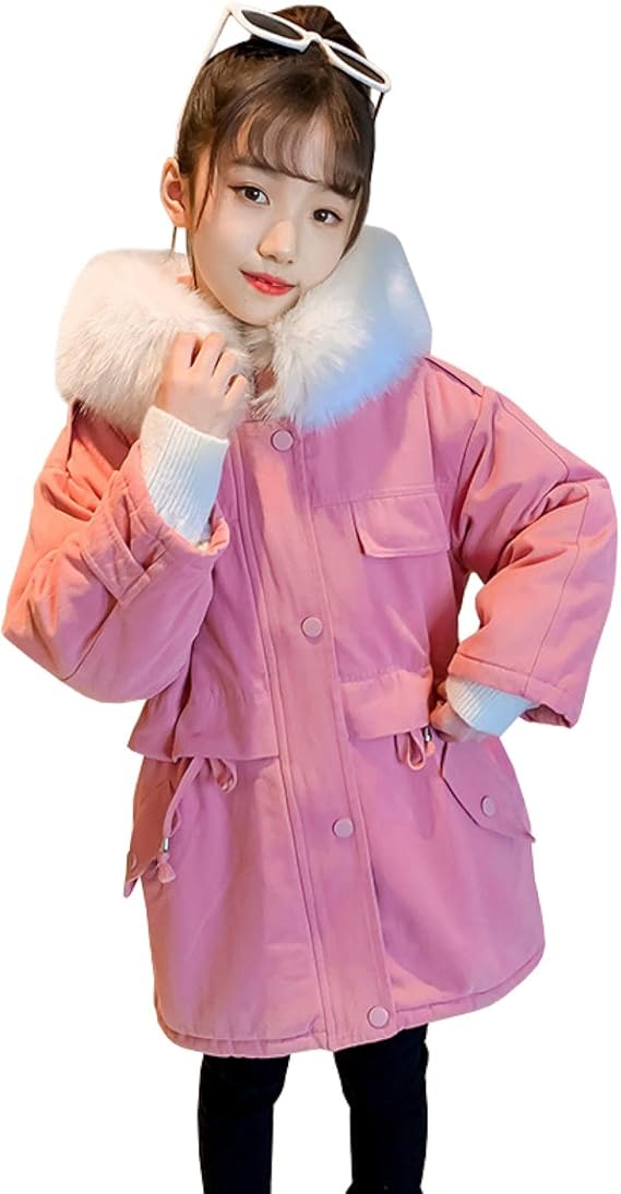 Amazon 子供服 ガールズ ダウンコート 110cm 170cm 長袖 前開き フード付き ポケット付き 冬物 厚手 防風 保温防寒 おしゃれ ダウンジャケット 中綿ジャケット ロングコート 冬コート コート ジャケット 通販