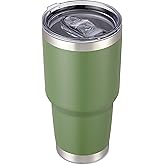 COOL YOLEB 30 oz Tumbler with Lid Stainless Steel Tumblers Vacuum Insulated Cup Reusable Powder Coated Travel Mug Double Wall Leak Proof Portable Cups Keep Cold Drinks for 12 Hours, Army Green, 1 Pack