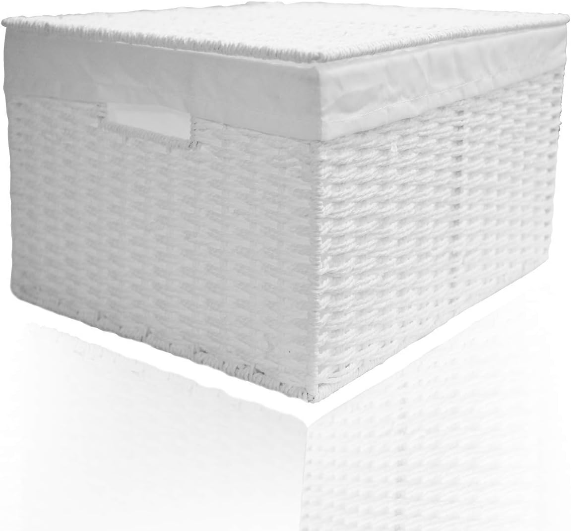 con Forro de Tela Cesta W38xD30xH19cm Navidad Cuerda de Papel Tejida