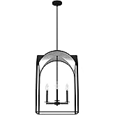 Hunter - Dukestown 4-light Natural Black Iron, Medium Size Pendant Light, Dimmable, Formal Style, Lantern Shaped, for Bedroom