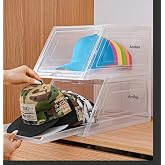 2 Pack Stackable Hat Organizer for Baseball Caps with Sliding Drawer, Clear | Each Holds 12 hats,Hat Storage, Hat Box with Door for Closet, Space-Saving Baseball Cap Organizer, Transparent
