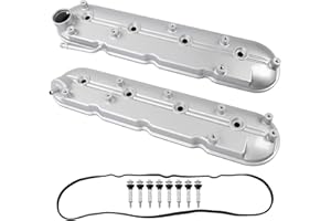 WATERWICH Aluminium Valve Cover kit Compatible with 1999-2008 Cadillac Escalade/Chevy Suburban Silverado Trailblazer Tahoe/GMC Sierra Yukon Replacement for 12570427 12582224 Left & Right (Silver)
