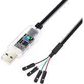 DTECH USB to TTL Serial Adapter Cable 3.3V 4 Pin LED Indicators Prolific Chip UART Debug Converter PL2303 3V3 tx rx Signal Level Output for Windows 11 10 8 7 XP MAC Linux Debugging Programming, 3ft