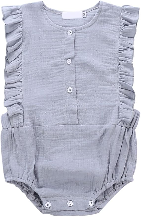 Amazon Co Jp Urmagicロンパース ベビー服 夏 女の子 新生児 赤ちゃん無地 亜麻 可愛い 通気性 カジュアル 肌着 出産祝い 服 ファッション小物