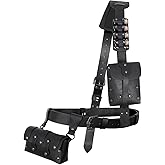 Minhuida Medieval Baldric Belt Bag Adjustable Renaissance Faux Leather Accessory with Fantasy Alchemy Potion Bottle Holder