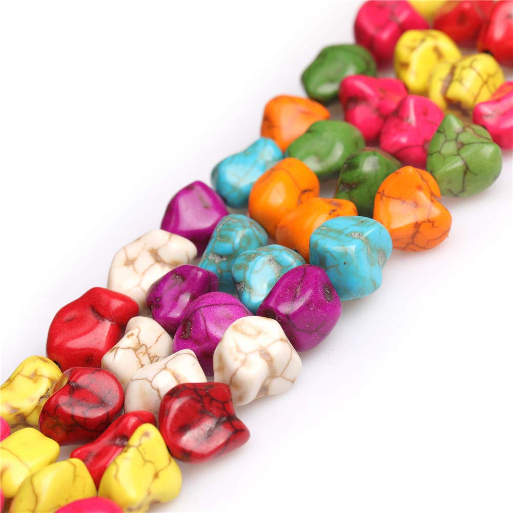 Sweet & Happy Girl's Store 11-12mm Freeform Gemstone Mixed-Color Howlite Dyed Beads Strand 15 Inch Jewellery Making Beads