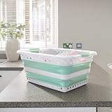 Addis Foldable 45L Laundry Basket White Aqua Haze view 2