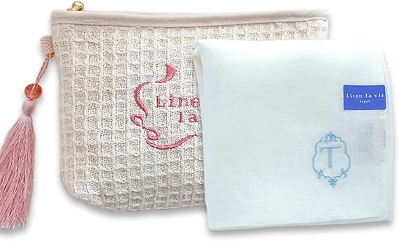 Amazon アーンジョー Enjeau 選べるイニシャル ギフトセット 日本製 リネンハンカチ ポーチ オリジナル おしゃれ 女性 誕生日 プレゼント 男性 祝い 贈り物 プチギフト レディース セール 特別価格 A ハンカチ バンダナ 通販