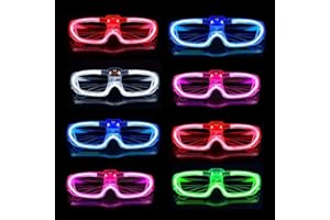 BouQuw 25 Packs LED Glasses Mardi Gras Party Supplies ,5 Neon Colors,3 Light Modes Light up Glow Sticks Glasses Toys Party Supplies for kids Adults Fit Halloween Christmas New Year Eve Graduations