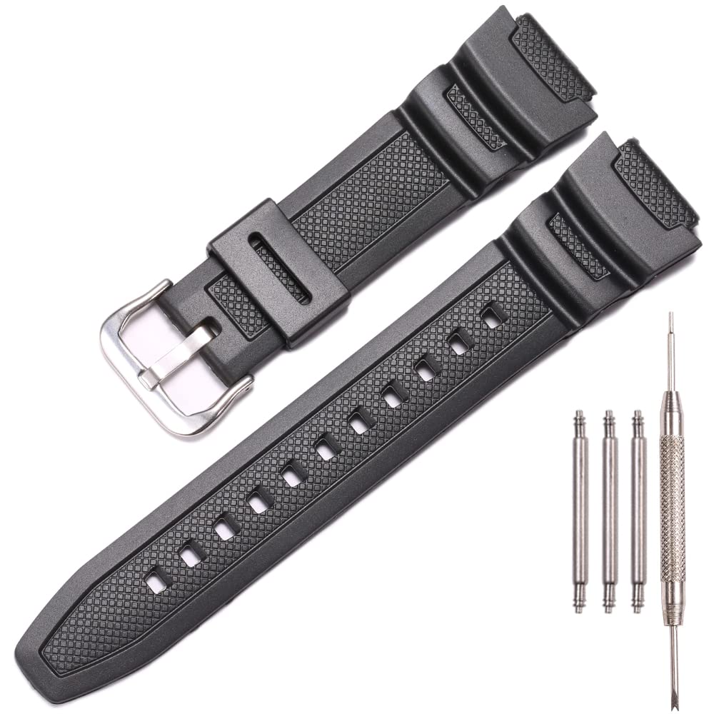 XBHSW Resin watch strap Compatible with Casio AE1200WH AE-1300WH F108WH W218H W-219H W-800H Men's Waterproof Rubber Band Replacement Bracelet