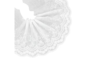 MAYJOYDIY 5 Yards ×7.5 inch Wide White Cotton Eyelet Lace Trim Ribbon Vintage Branch Floral Embroidery Lace Trim for Sewing Crafts Dresses Skirt Clothes Bag Tablecloth Curtain Pillow Decoration