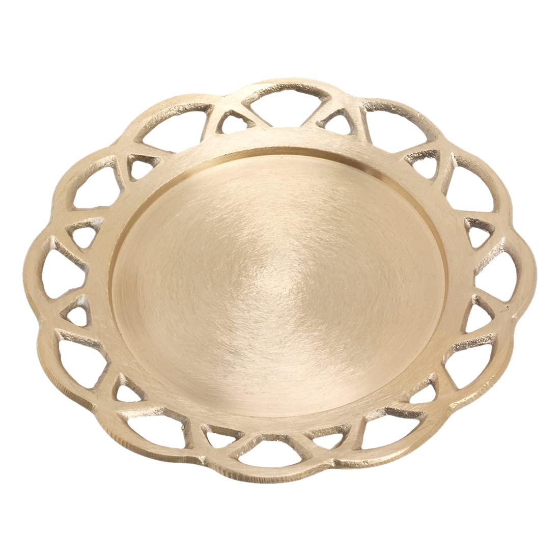 NKlaus Rustic Candle Plate gold Ø11cm Wreath Brass polished Decoration Coaster 10491