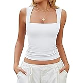 Avidlove Women's Square Neck Tank Top Double Lined Basic Crop Tops Going Out Shirt Slim Fit Summer