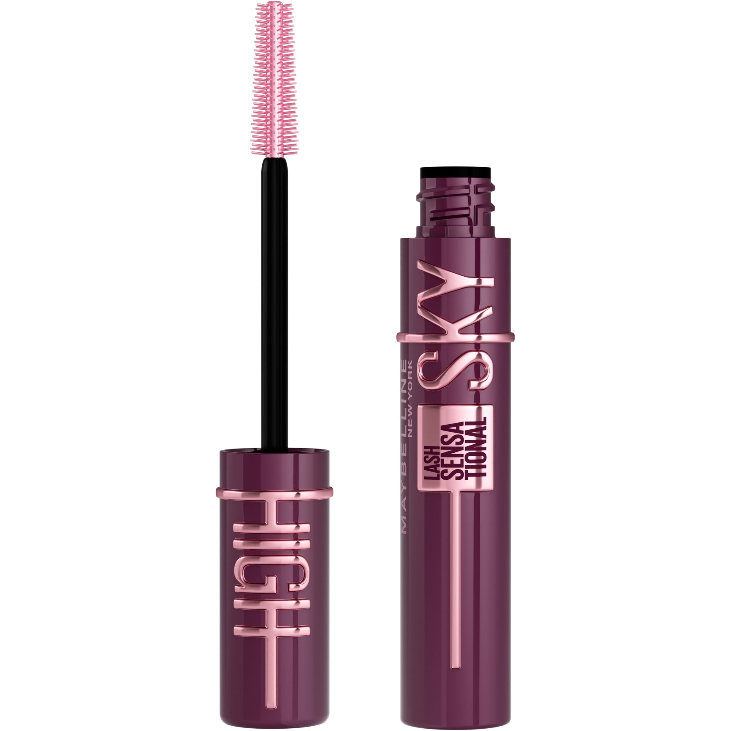 Maybelline New York Sky High Burgundy Haze Mascara für extreme Länge & volles Volumen, Wimperntusche in edlem Weinrot/Burgunder, Tower Flex Bürste & Bambusextrakt für definierte & lange Wimpern