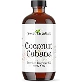 Coconut Cabana, 4oz Premium Fragrance Oil, Aromatherapy, Diffuser, Crafts, Soap, Home Scents, Bath & Body, DIY Parfum and Much More. Versatile and Long-Lasting