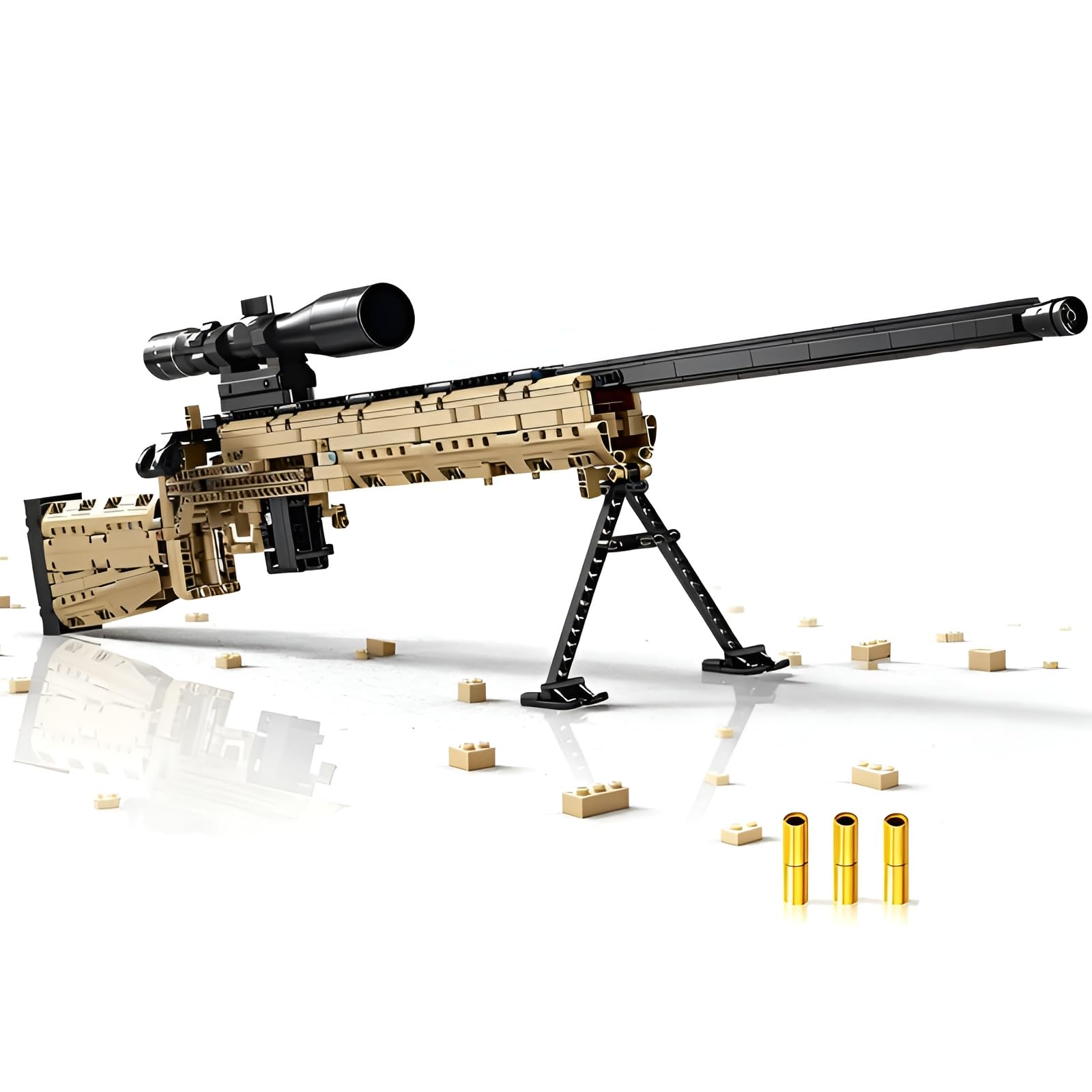 1:1 M24 Rifles Building Blocks Set, 1000+PCS Guns Bricks Kit, Simulation Military Weapon Model Toys, Ideas Gifts for Military Enthusiasts Teens Adults and Decor