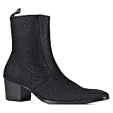 OSSTONE Men Chelsea Ankle Boots Leather Crocodile