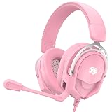 IMYB A88 Gaming Headset with Mic for Ps5, Pc, Xbox One Series X/s, Ps4, Switch, Stereo Wired Noise Cancelling Headphones with Microphone for Computer, Laptop, Mac, Nintendo, Games (Pink)