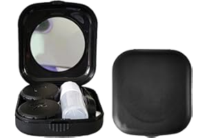 Erewa Contact Lens Case, 2 Pack Portable Contact Lens Box Kit with Mirror, Compact Soak Storage Kit for Travel (Black)