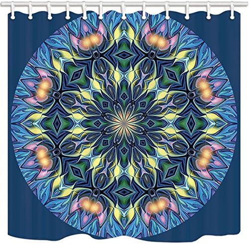 GoEoo Kaleidoscope Shower Curtain By Abstract Modern Art Diamond Incanto Shine Bathroom Mildew Resistant Polyester Fabric Waterproof Shower Curtain Set With Hooks 69X70in