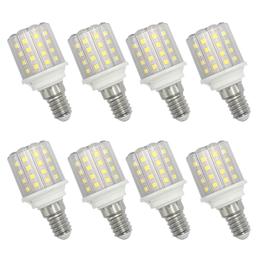 YELANGU E14 LED Corn Light Bulbs,5W Cool White 6000K, Equivalent to 60W E14 Halogen Bulbs,AC 85-265V, 360° Beam Angle,Small Edison Screw SES LED Corn Lamp, Not Dimmable, Pack of 8