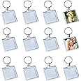 25Pcs Clear Acrylic Photo Keychains Blank Square Picture Frame Keyring Insert Personalized Keychain