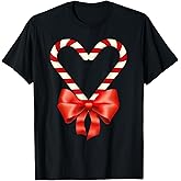 Christmas Candy Cane Heart for Children Men Women T-Shirt
