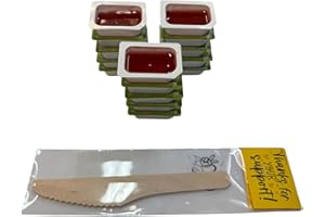 30 Strawberry Jam Portion Cups – Single Serve Spread Pack with 2 Wooden Knives + PaLiSoL CREATiONS Sticker – Breakfast & Snac
