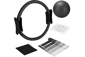 TOPZGLEEY Pilates Ring Set – 14" Anti-Deformation Magic Circle with Padded Handles, Mini Ball, 5 Resistance Bands, Guide, Pilates Equipment for Home Workout