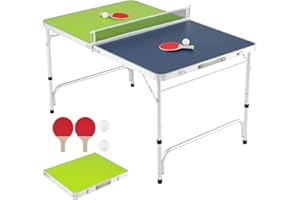 Goplus Foldable Ping Pong Table, 100% Preassembled, Table Tennis Table with Net, 2 Paddles, Ping Pong Balls, Portable Table Tennis Game Set for Indoor Outdoor
