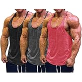 Muscle Cmdr Men's Bodybuilding Stringer Tank Tops Y-Back Gym Fitness Workout Training Running T-Shirts Athletic Quick Dry Top