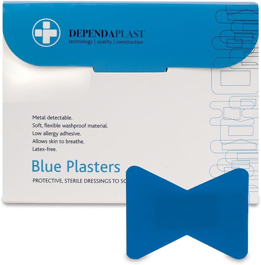 Dependaplast Food Area Blue Plasters with High Visibility and Metal Detection Properties, Easily Detectable