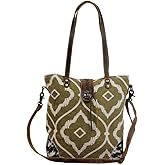 Myra Bag Aesthetic Shoulder Bag Upcycled Cotton & Leather S-2809