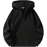 QJQ Men's Quarter Zip Up Hoodie Long Sleeve Drop Shoulder Fleece Sweatshirt Casual Pullover Hoodies Streetwear
